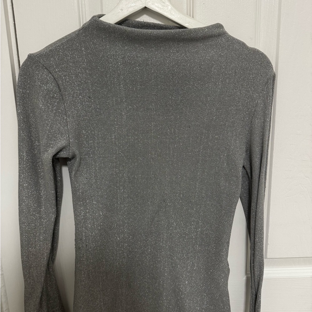 Zara Silver Long Sleeve Top